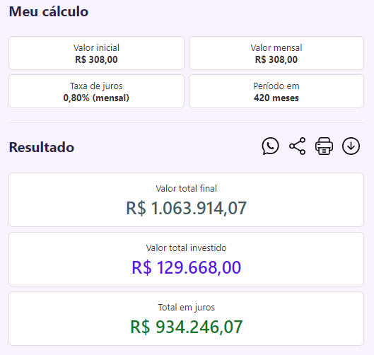 simulação aposentadoria
